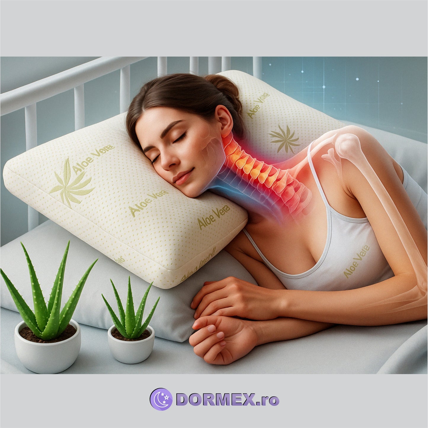 PERNA CERVICAL ALOE VERA DIN SPUMA CU MEMORIE