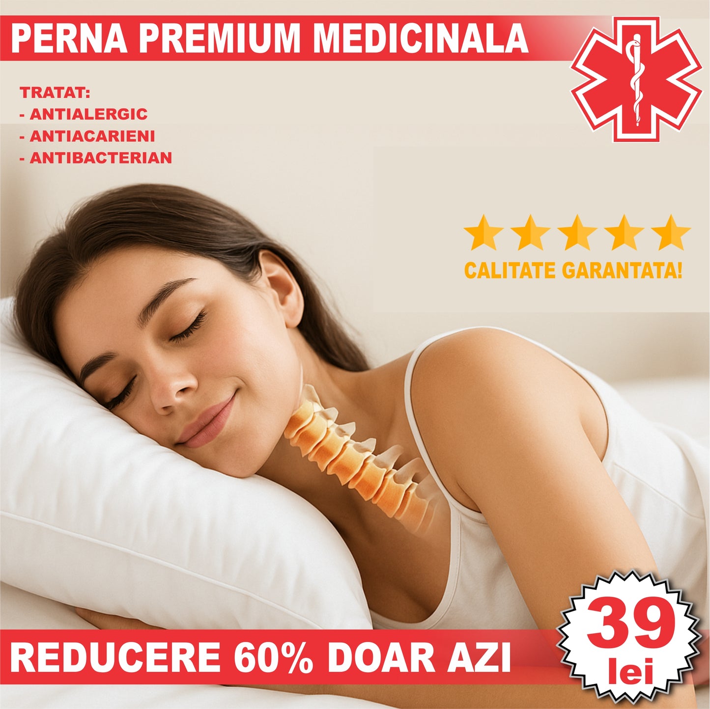 Perna Premium Medicinala Matlasata 50x70cm