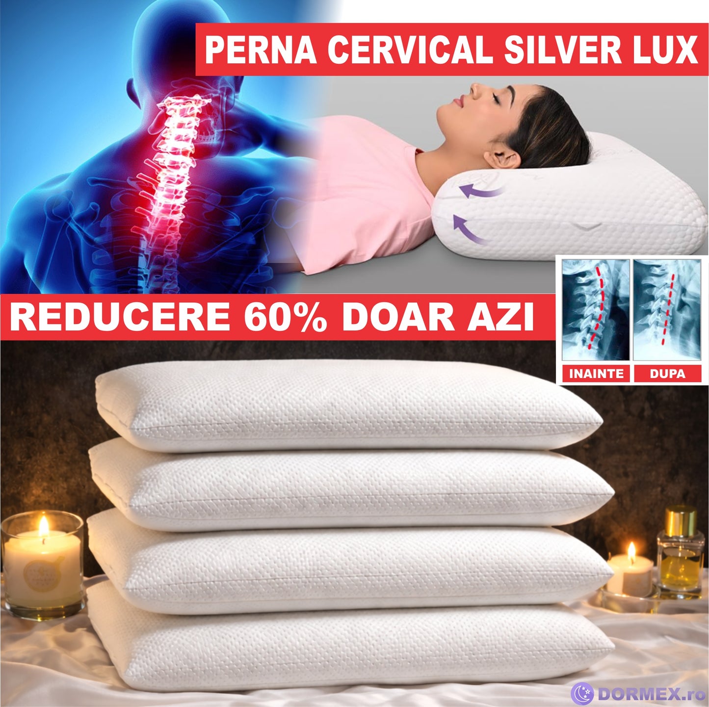 PERNA CERVICAL SILVER DIN SPUMA CU MEMORIE